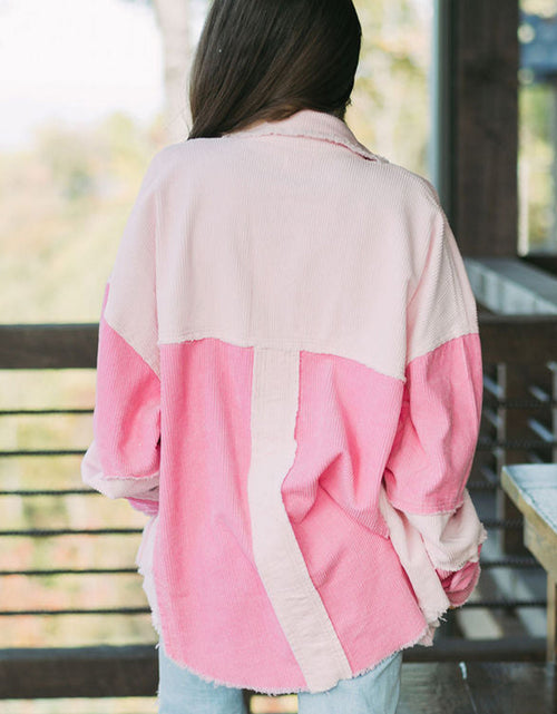 Load image into Gallery viewer, Two-tone Color Exposed Seam Corduroy Shacket
