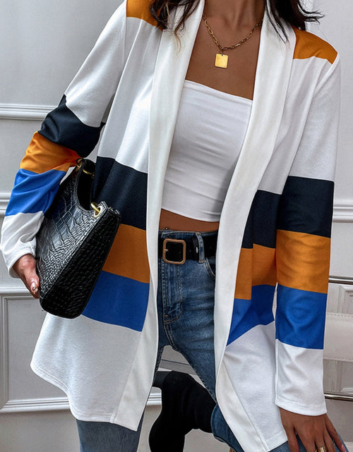 Load image into Gallery viewer, Shiny Color Block Open Front Cardigan
