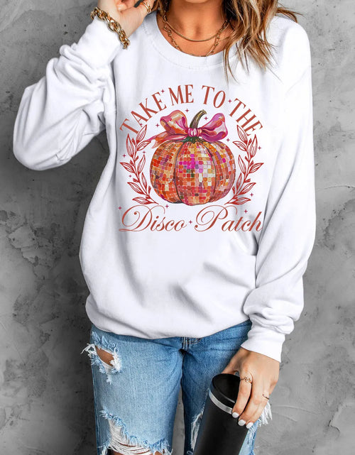 Load image into Gallery viewer, Graphic Round Neck Long Sleeve Sweatshirt
