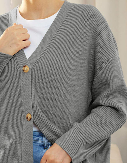 Load image into Gallery viewer, Button Down V-Neck Long Sleeve Cardigan
