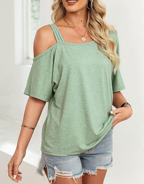 Load image into Gallery viewer, Asymmetrical Neck Half Sleeve T-Shirt
