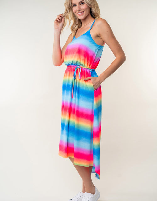Load image into Gallery viewer, White Birch Full Size Ombre Striped Midi Cami Dress
