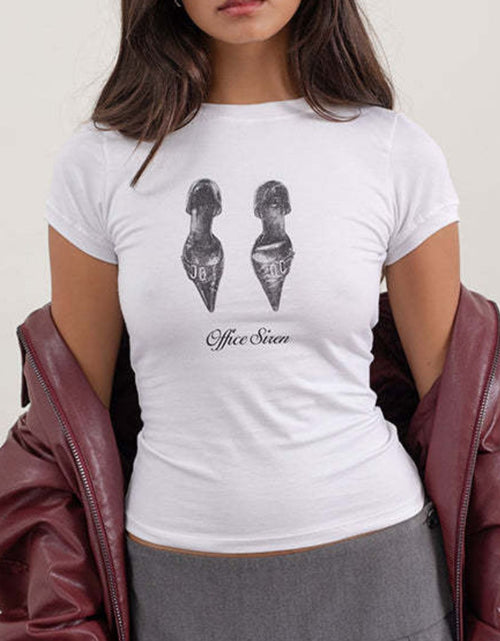 Load image into Gallery viewer, Letter Round Neck Short Sleeve T-Shirt
