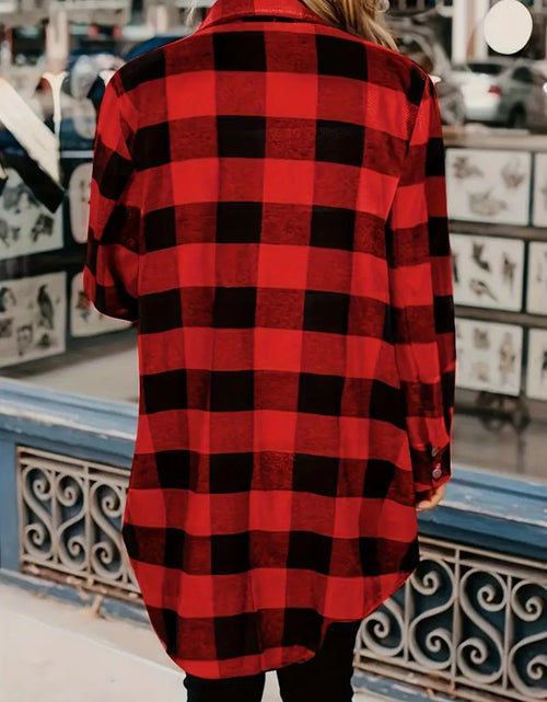 Load image into Gallery viewer, Plaid Collared Neck Snap Down Long Sleeve Jacket
