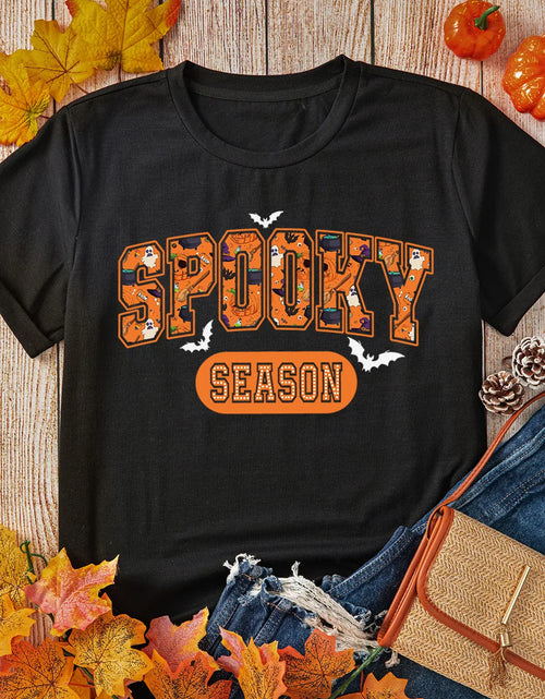 Load image into Gallery viewer, SPOOKY SEASON Round Neck Short Sleeve T-Shirt
