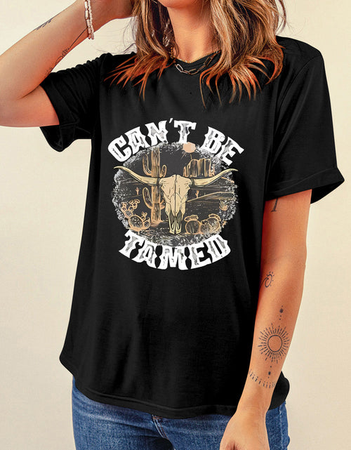 Load image into Gallery viewer, Graphic Round Neck Short Sleeve T-Shirt
