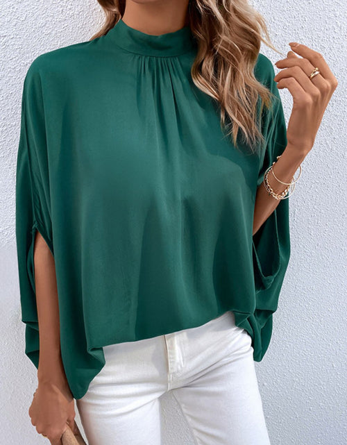 Load image into Gallery viewer, Perfee Tie Back Mock Neck Blouse

