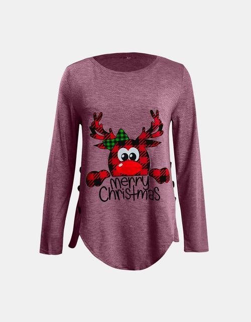 Load image into Gallery viewer, Full Size Reindeer Round Neck Long Sleeve T-Shirt
