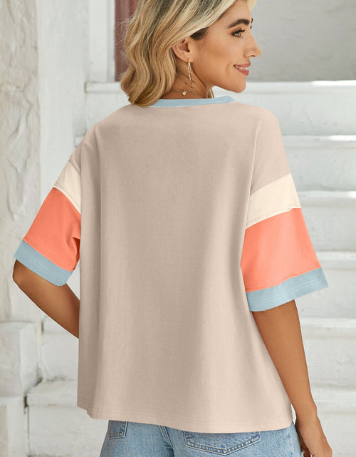 Load image into Gallery viewer, Lovelet Color Block Round Neck Half Sleeve T-Shirt
