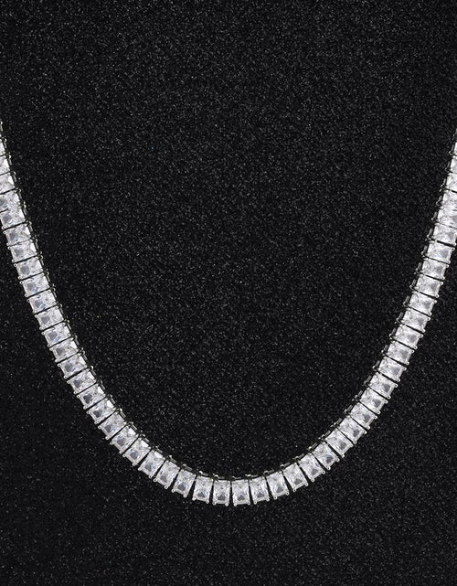 Load image into Gallery viewer, 8mm Baguette Cut CZ Diamond Tennis Chain in White Gold by Bling Proud | Urban Jewelry Online Store
