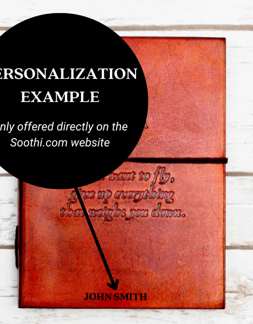Load image into Gallery viewer, Buddha If You Want To Fly Quote Leather Journal - 8x6 Size by Soothi
