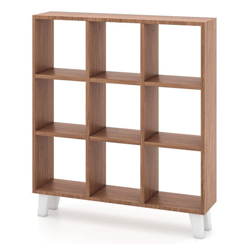 Load image into Gallery viewer, 9-Cube Bookcase with 6 Removable Shelves and Raised Support Feet-Brown
