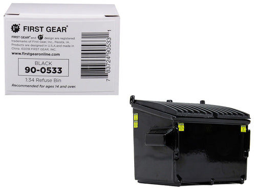 Load image into Gallery viewer, Refuse Trash Bin Black 1/34 Diecast Model by First Gear
