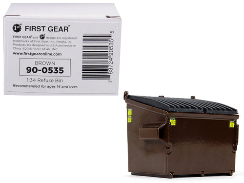 Load image into Gallery viewer, Refuse Trash Bin Brown 1/34 Diecast Model by First Gear
