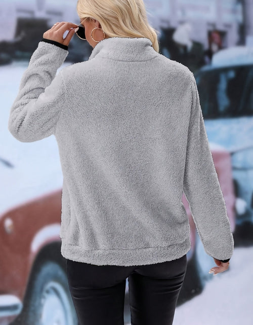 Load image into Gallery viewer, Half Zip Long Sleeve Furry Sweatshirt
