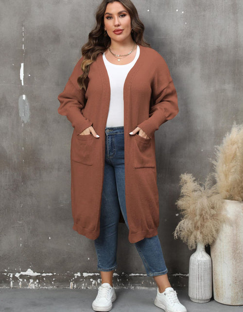 Load image into Gallery viewer, Plus Size Long Sleeve Pocketed Cardigan
