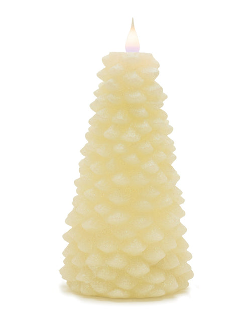 Load image into Gallery viewer, Glittered Pine Tree Candle 8"H
