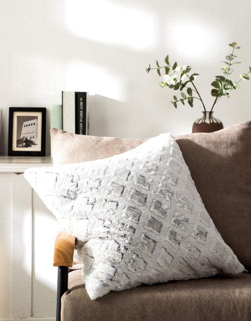Load image into Gallery viewer, DaDa Bedding Dreamy Milky Way White &amp; Purple Embossed Faux Fur Euro Throw Pillow Cover (M3395) by DaDa Bedding Collection
