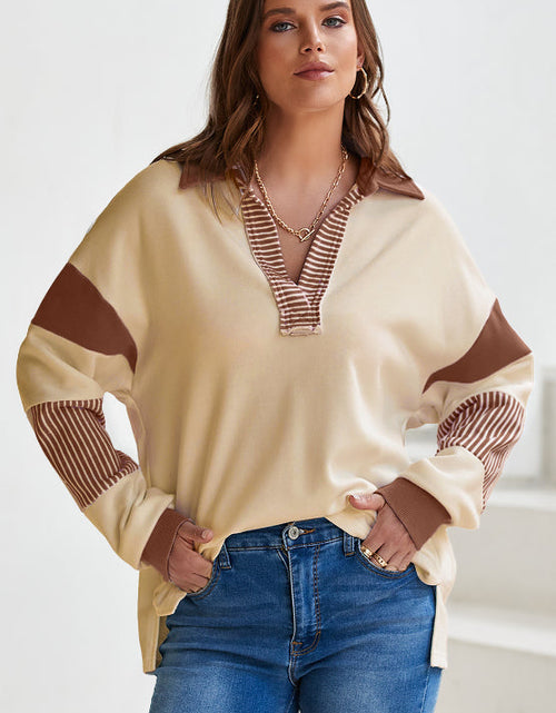 Load image into Gallery viewer, Color Block Johnny Collar Long Sleeve Sweatshirt
