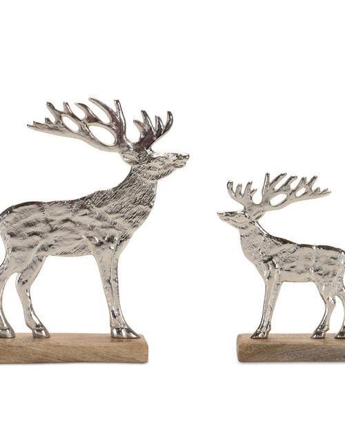 Load image into Gallery viewer, Metal Deer Silhouette with Wood Base (Set of 2)
