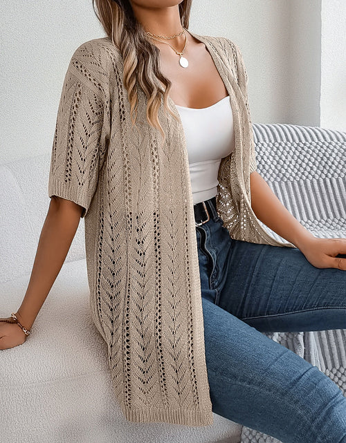 Load image into Gallery viewer, Openwork Open Front Half Sleeve Cardigan
