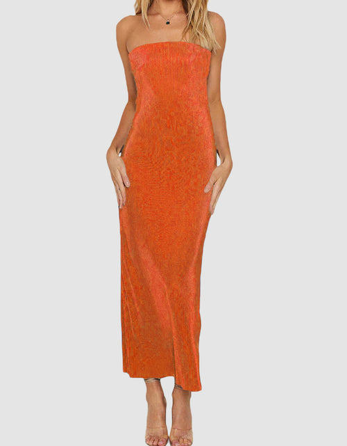 Load image into Gallery viewer, Lace-Up Back Tube Maxi Dress
