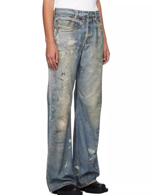 Load image into Gallery viewer, Men's Washed Printed Straight Jeans
