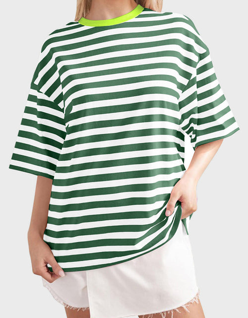 Load image into Gallery viewer, Striped Round Neck Half Sleeve T-Shirt
