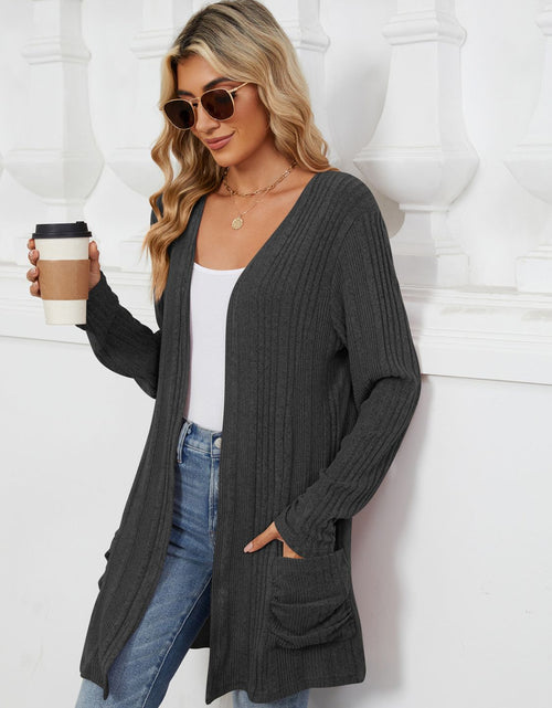 Load image into Gallery viewer, Pocketed Open Front Long Sleeve Cardigan
