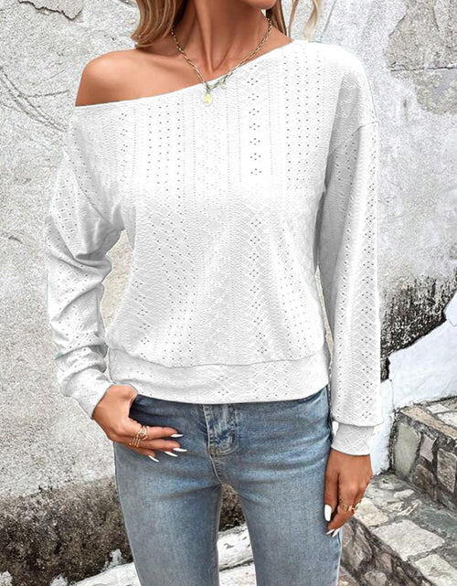 Load image into Gallery viewer, Eyelet Dropped Shoulder Blouse
