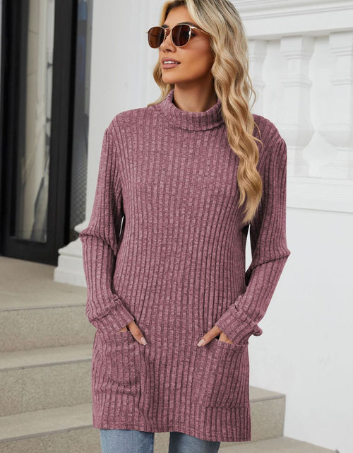 Load image into Gallery viewer, Ribbed Mock Neck Long Sleeve T-Shirt

