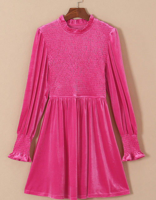 Load image into Gallery viewer, Smocked Round Neck Long Sleeve Dress
