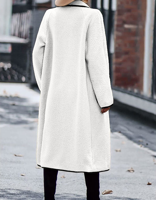 Load image into Gallery viewer, Full Size Contrast Trim Long Sleeve Coat with Pockets
