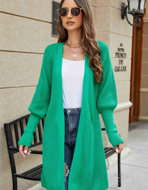 Load image into Gallery viewer, Open Front Lantern Sleeve Cardigan
