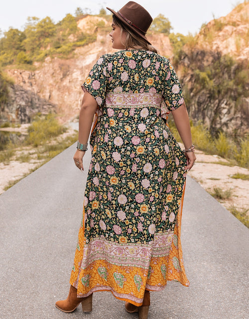 Load image into Gallery viewer, Plus Size Tie Neck Maxi Dress
