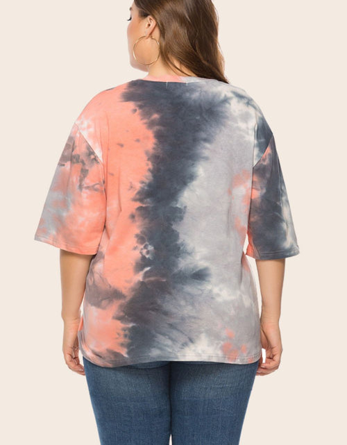 Load image into Gallery viewer, Plus Size Tie-Dye Half Sleeve Tee Shirt
