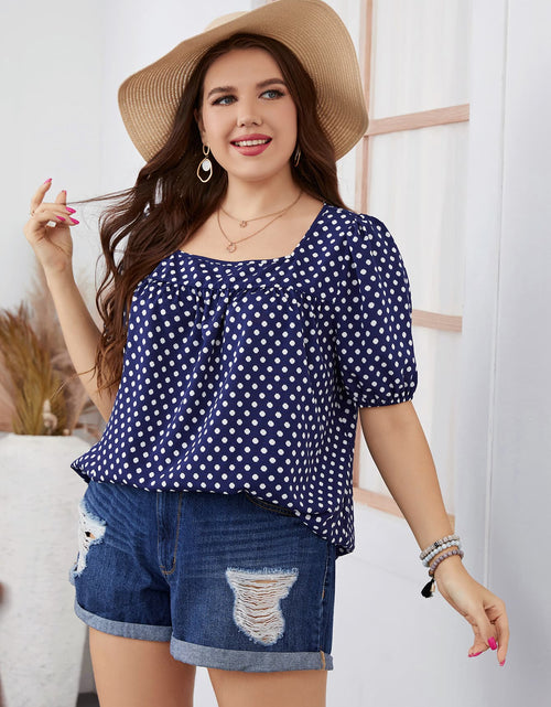 Load image into Gallery viewer, Honey Plus Size Polka Dot Square Neck Blouse
