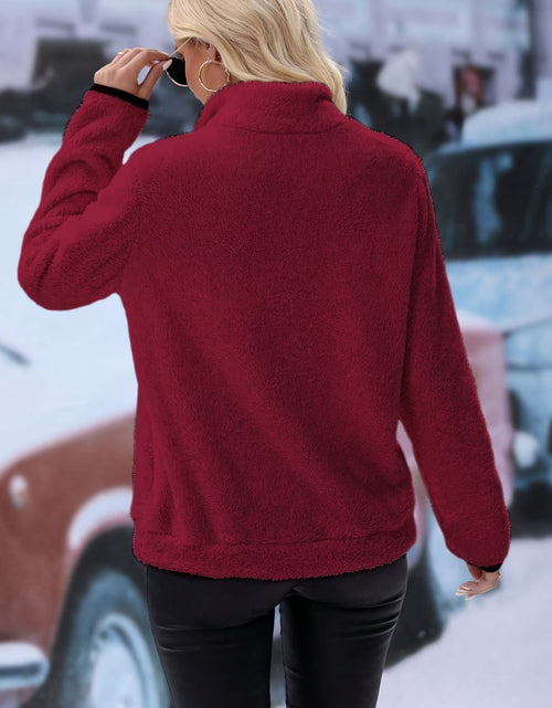 Load image into Gallery viewer, Half Zip Long Sleeve Furry Sweatshirt
