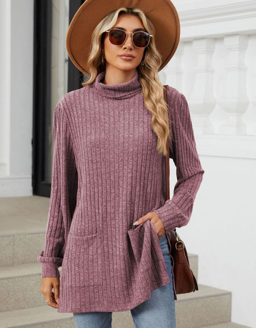 Load image into Gallery viewer, Slit Mock Neck Long Sleeve T-Shirt
