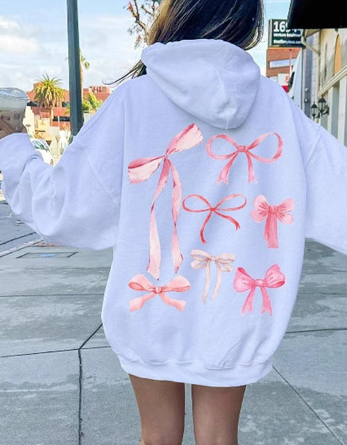 Load image into Gallery viewer, Bow Print Long Sleeve Hoodie
