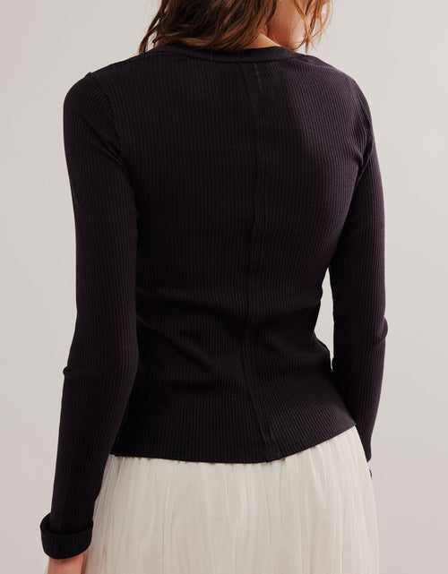 Load image into Gallery viewer, Button Up Round Neck Long Sleeve Cardigan
