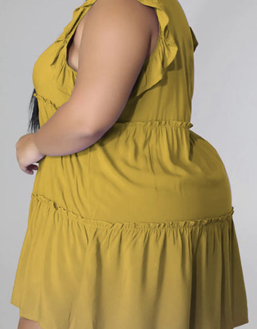 Load image into Gallery viewer, Plus Size V-Neck Frill Trim Mini Dress
