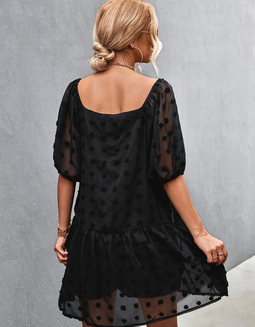 Load image into Gallery viewer, Swiss Dot Square Neck Half Balloon Sleeve Dress
