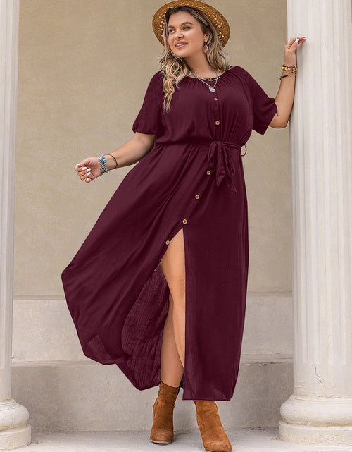 Load image into Gallery viewer, Plus Size Round Neck Half Sleeve Dress
