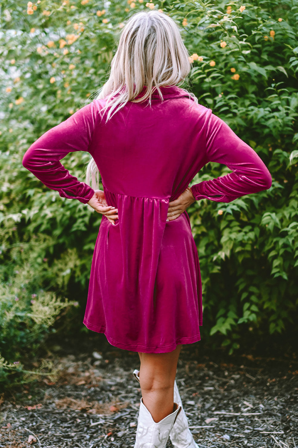 Lennon Long Sleeve Ruffle Velvet Dress by Poppy Lee Lane
