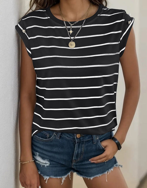 Load image into Gallery viewer, Perfee Decorative Button Round Neck T-Shirt
