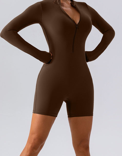 Load image into Gallery viewer, Half Zip Long Sleeve Active Romper
