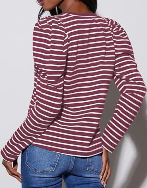 Load image into Gallery viewer, Striped Round Neck Long Sleeve T-Shirt
