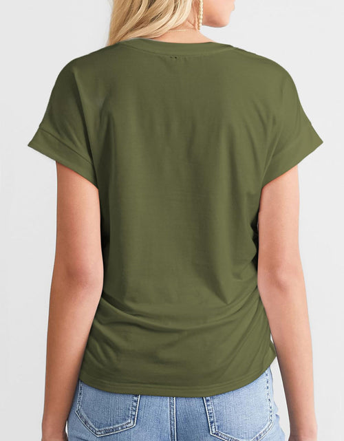 Load image into Gallery viewer, Ruched Round Neck Short Sleeve T-Shirt

