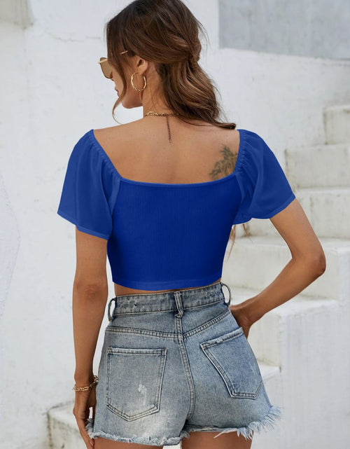 Load image into Gallery viewer, Drawstring Short Sleeve Crop Top
